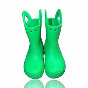 Crocs Handle It Rain Boots Unisex Kids Green Waterproof Pull-On Wellies: NWOT